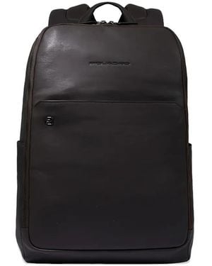 Piquadro Grained Leather Top-Handle Backpack - Black
