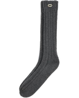 Ami Paris Wool Socks With Ami Patch - Black