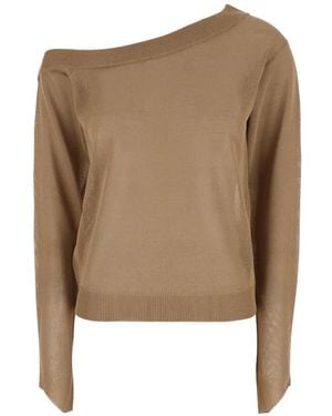 FEDERICA TOSI Off-Shoulder Knitwear - Brown