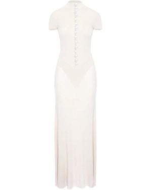 MANURI Mia Button-Detail Maxi Dress - White