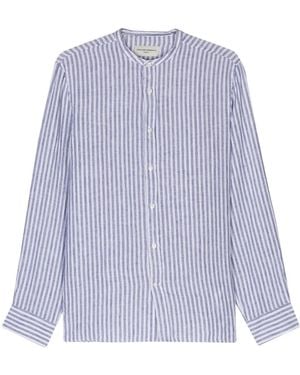 Officine Generale Striped Linen Blend Shirt - Purple
