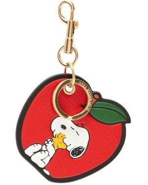 Anya Hindmarch X Peanuts Snoopy And Woodstock Apple Key Ring - Red