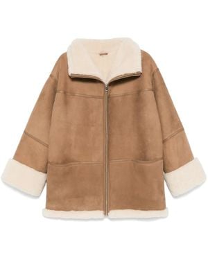 TOTEME Shearling Jacket With Fur Trims - Brown