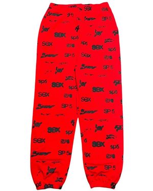 Sp5der Logo-Print Track Trousers - Red
