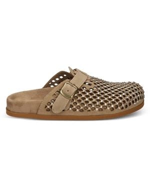 METISSE Crystal-Embellished Mules - Brown