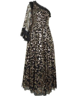 Needle & Thread Falling Leaves Midi Dress - Black