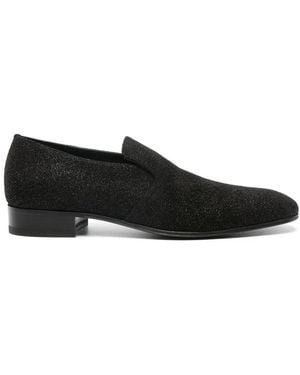 McQueen グリッター レザー スリッポン - ブラック
