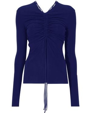 Proenza Schouler Gathered-Detail Long-Sleeve Top - Blue