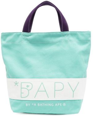 BAPY BY *A BATHING APE® Logo-Print Beach Bag - Blue