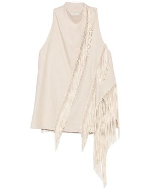 Sportmax Fringe-Detail Sleeveless Top - White