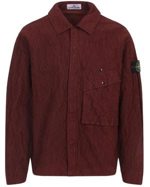 Stone Island Corduroy Patch-Pocket Shirt - Red