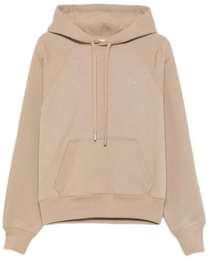 Ami Paris Ami De Coeur Raglan-Sleeve Hoodie - Natural