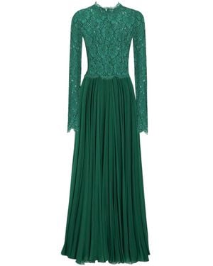 Dolce & Gabbana Dolce & Gabbana Long Chiffon And Lace Dress - Green