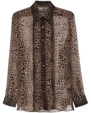 Tom Ford Leopard-Print Shirt - Brown