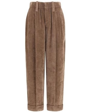 Brunello Cucinelli Pleated Corduroy Pants - Brown