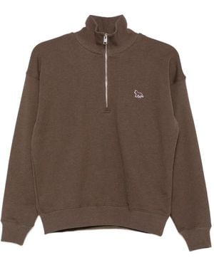 Maison Kitsuné Logo-Patch Quarter-Zip Jumper - Brown