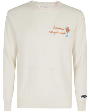 MC2 Saint Barth Wool Embroidered Slogan Crew-Neck Jumper - White