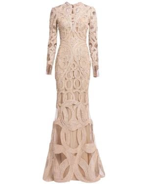 Elie Saab Sequin-Embroidered Maxi Dress - Natural