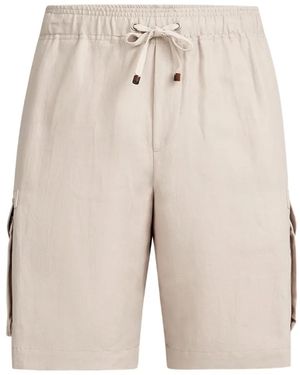 Brunello Cucinelli Linen Cargo Shorts - Natural