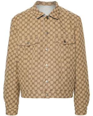 Gucci Gg Canvas Reversible Denim Jacket - Natural