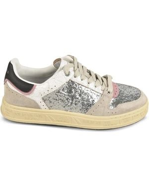 Premiata Quinnd Glittered Leather Trainers - White