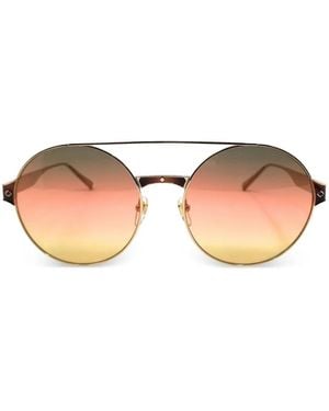 MCM Round-Frame Double-Bridge Sunglasses - Metallic