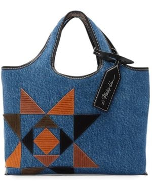 3.1 Phillip Lim Market Gewatteerde Mini-Shopper - Blauw