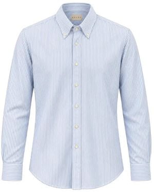 Xacus Oxfordstriped Button-Down Shirt - Blue