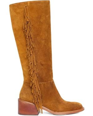 Sarah Chofakian 55Mm Fringed Suede Knee-High Boots - Brown