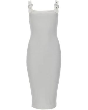 Versace Jeans Couture Buckle Strap Midi Dress - White