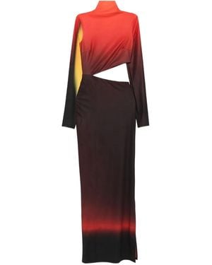 Patrizia Pepe Gradient-Print Cut-Out Dress - Red