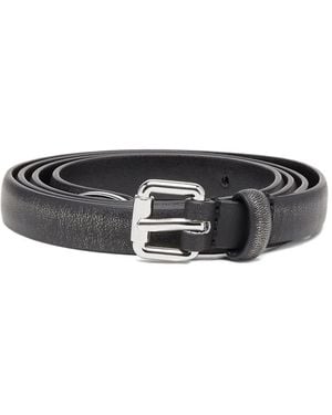 DIESEL メタリックバックル レザーベルト - ブラック