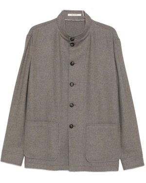 Tagliatore High-Neck Patch-Pocket Jacket - Gray