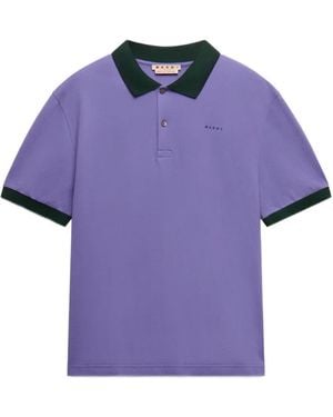 Marni Piqué Polo Shirt With Contrast Trims - Purple