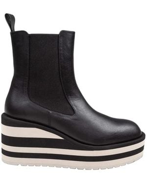 Paloma Barceló Lia Striped Platform Ankle Boots - Black
