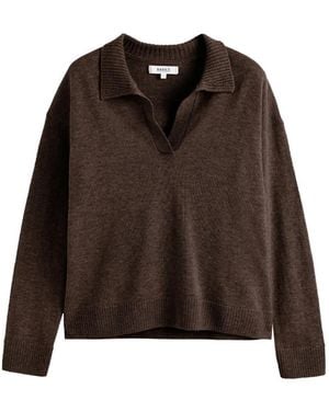 Chinti & Parker Basics Collared Drop-Shoulder Jumper - Brown