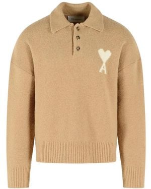 Ami Paris Ami De Cœur Polo Shirt - Natural