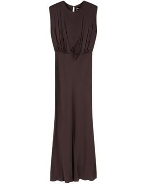 Semicouture Padded Shoulders Dress - Brown