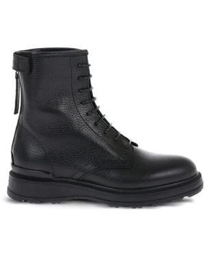 Woolrich Hammered-Leather Lace-Up Boots - Black