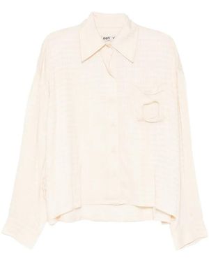 OPEN YY Camisa A Cuadros Con Bolsillos De Cuentas - Blanco