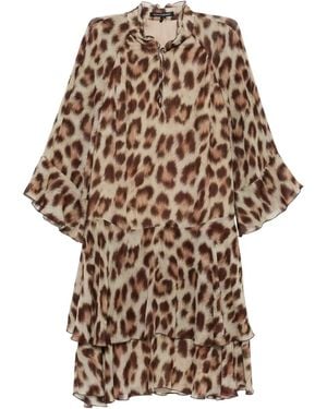 Luisa Cerano Leopard-Print Midi Dress - Natural