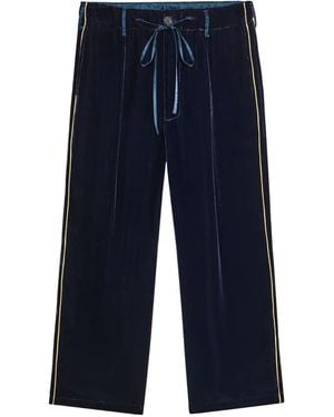 Pierre Louis Mascia Kanpur Velvet Side-Stripe Trousers - Blue