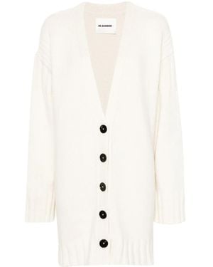 Jil Sander Cardigan Con Scollo A V - Bianco