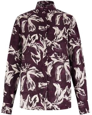 Shanghai Tang Floral-Print Button-Up Shirt - Purple