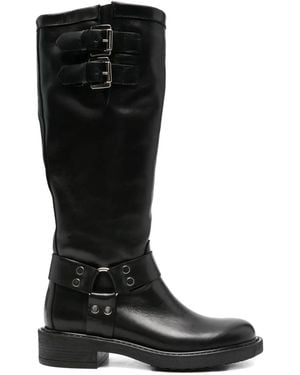 METISSE 40Mm Buckle-Strap Leather Boots - Black