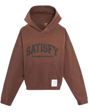 Satisfy Logo-Print Hoodie - Marrón