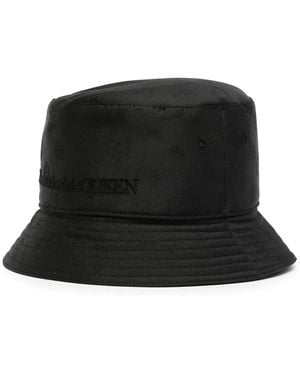 McQueen Sombrero de pescador con calavera en jacquard - Negro