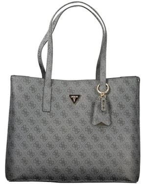 Guess Logo-Plaque All-Over Pattern Handbag - Gray
