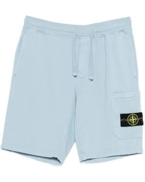 Stone Island Organic Cotton Fleece Shorts - Blue