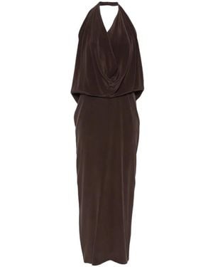 Alysi Halterneck Maxi Dress - Brown